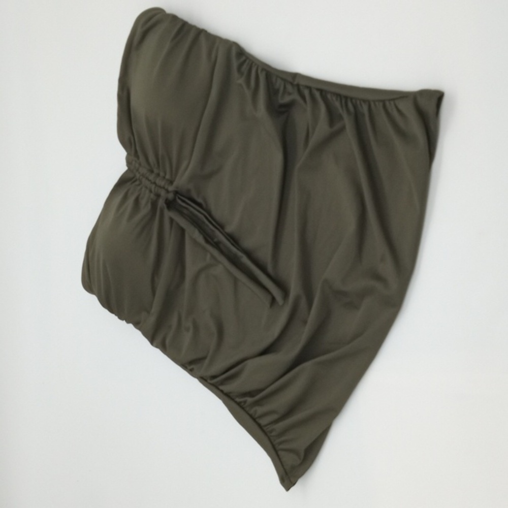 DKNY Bandeau Bow Tankini Swim Top Moss Green‎ L
